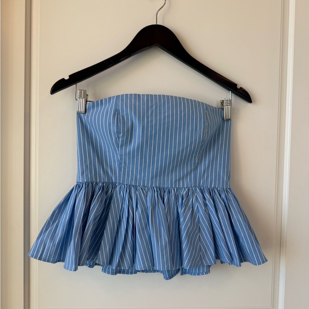 J. Crew Light Blue Strapless Top
